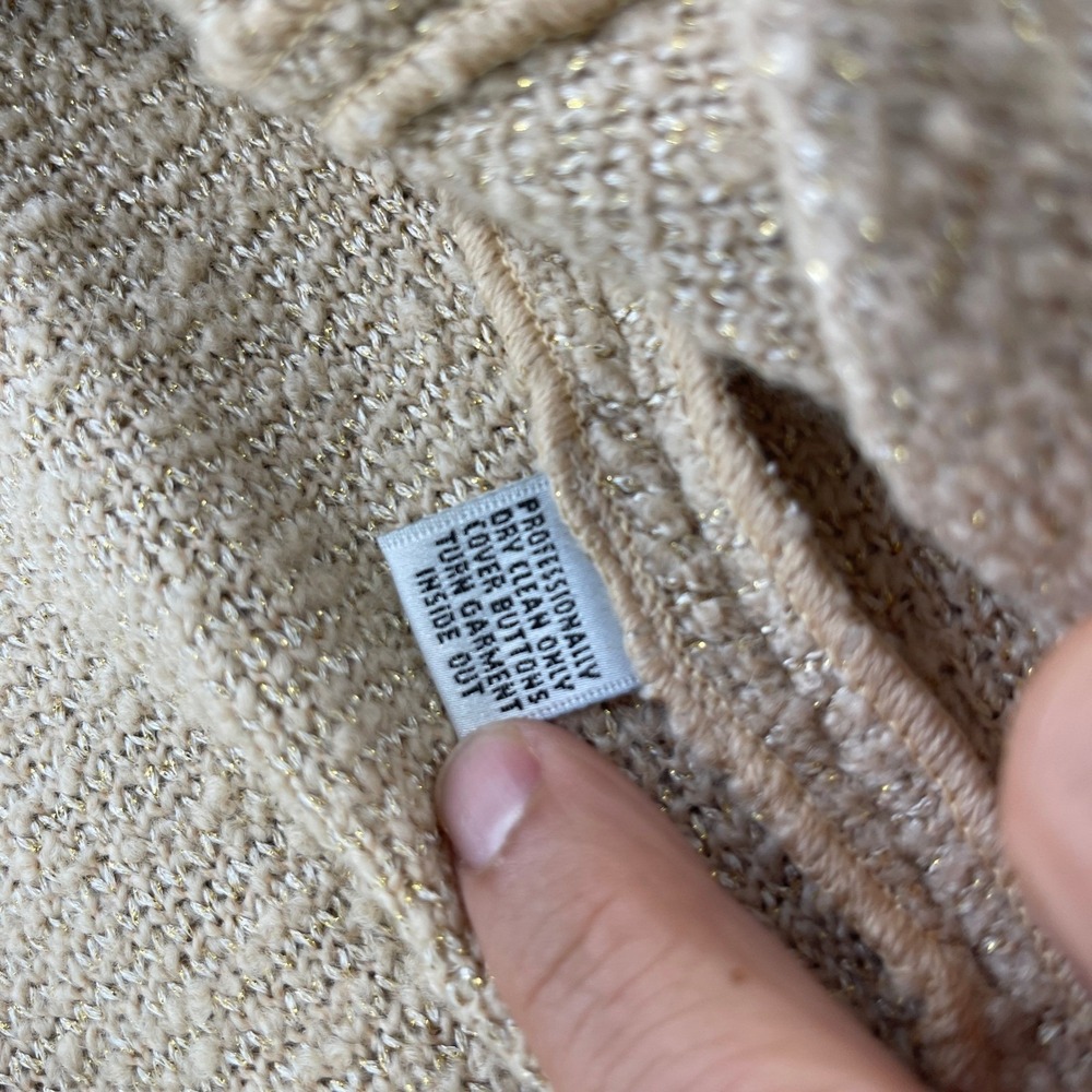St John Collection Marie Gray Santana Knit Skirt Suit Beige Gold Metallic 4 6 - Picture 8 of 16